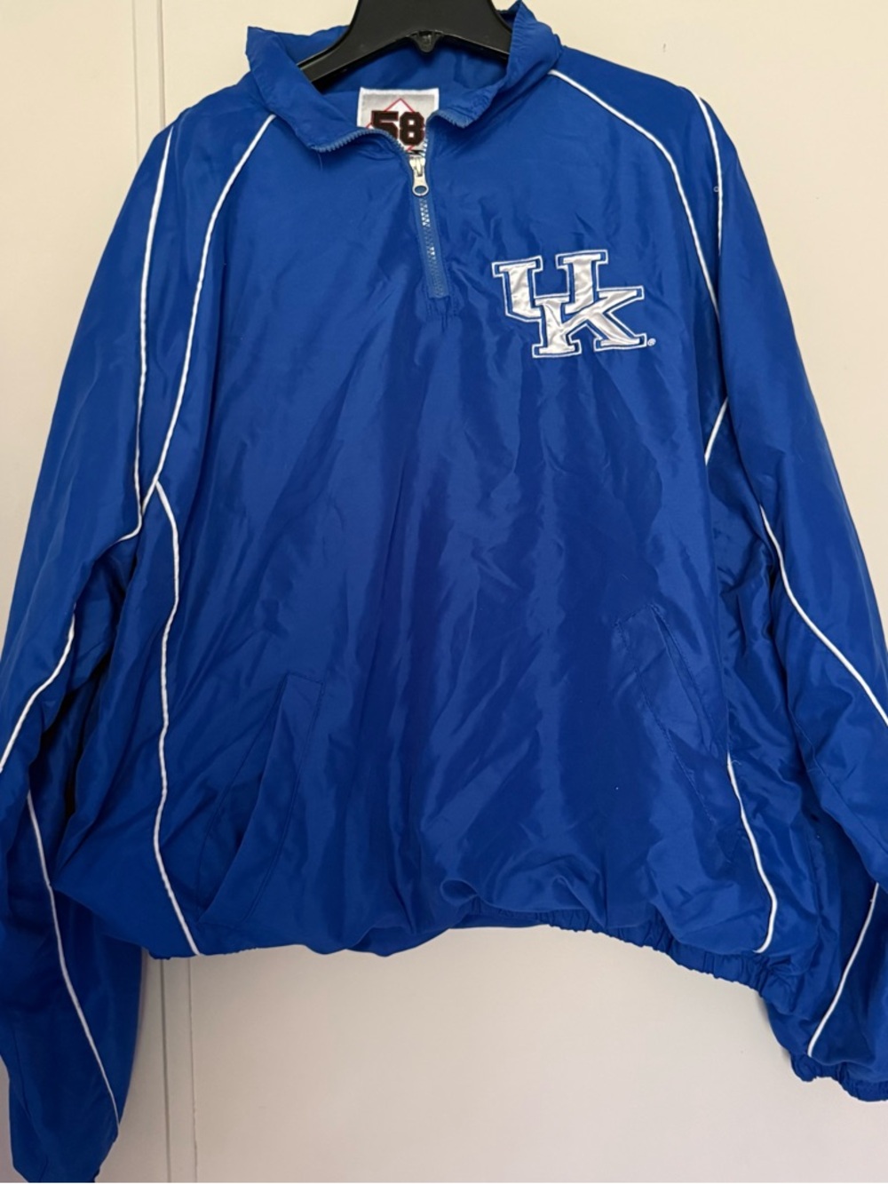 UK Royal Blue Pullover Rain Jacket with White Piping